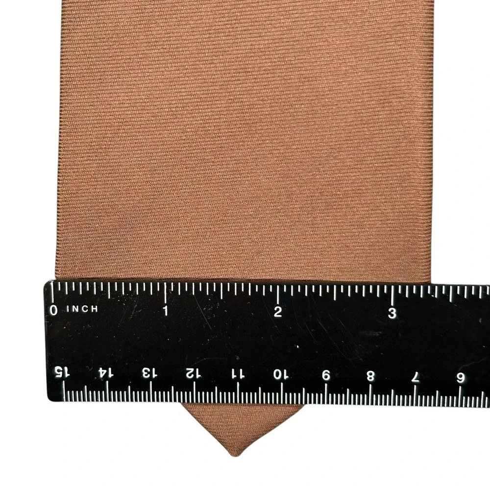 Ralph Lauren Purple Label 100% Silk Tie Solid Brown Satin Necktie Italy